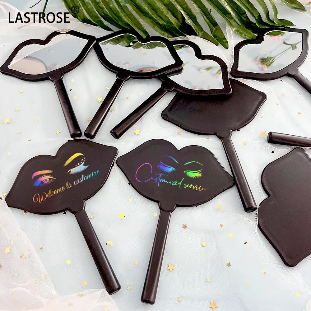 New Black Lip Mirror Wholesale Hand Held Mirror Cosmetic Private Label Lash Mirrors With logo