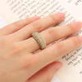 Paved Finger Rings Waterproof Jewelry Fashionable 316L Stainless Steel 18K PVD Plating Full Cubic Zirconia Party for Woman