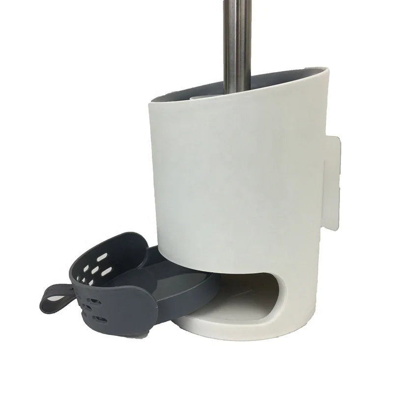 Hot Sales TPR Silicone Flexible Flat Toilet Brush Wall Mounted Holder with Filter Basket