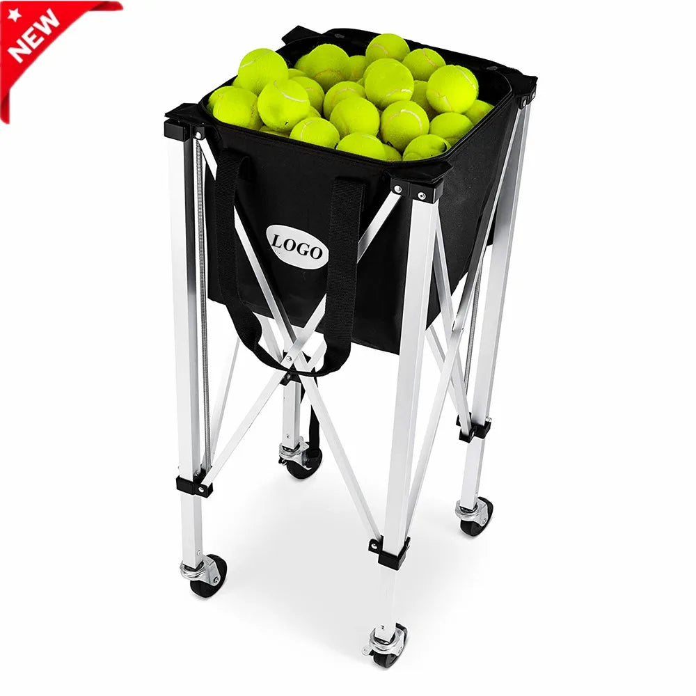 JTC01A Cheap Price Portable Tennis Ball Basket Lightweight Tennis Ball Cart Wheeled Baseball Tennis Ball Caddy