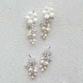 SLBRIDAL Ins Sparkling Opal Crystal Rhinestones Porcelain Flower Freshwater Pearls Bridal Wedding Earring Women Girls Earrings