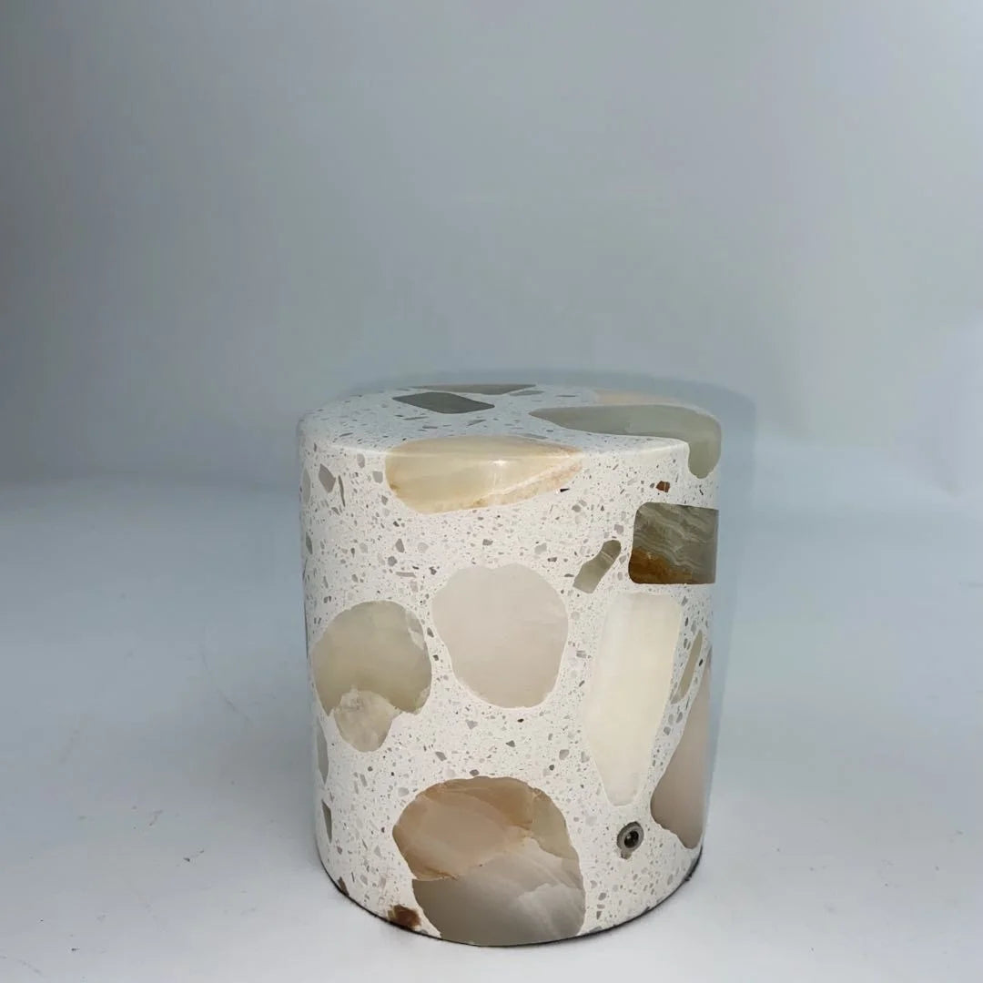 Wholesale Custom Round Shape Factory Manufacture 470ml 16oz Large Capacity Decorative White Terrazzo Empty Candle Jars in Bulk