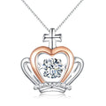 925 Sterling Silver 4A Cubic Zirconia Jewelry Box Chain Cross Crown Heart Queen Necklaces for Women