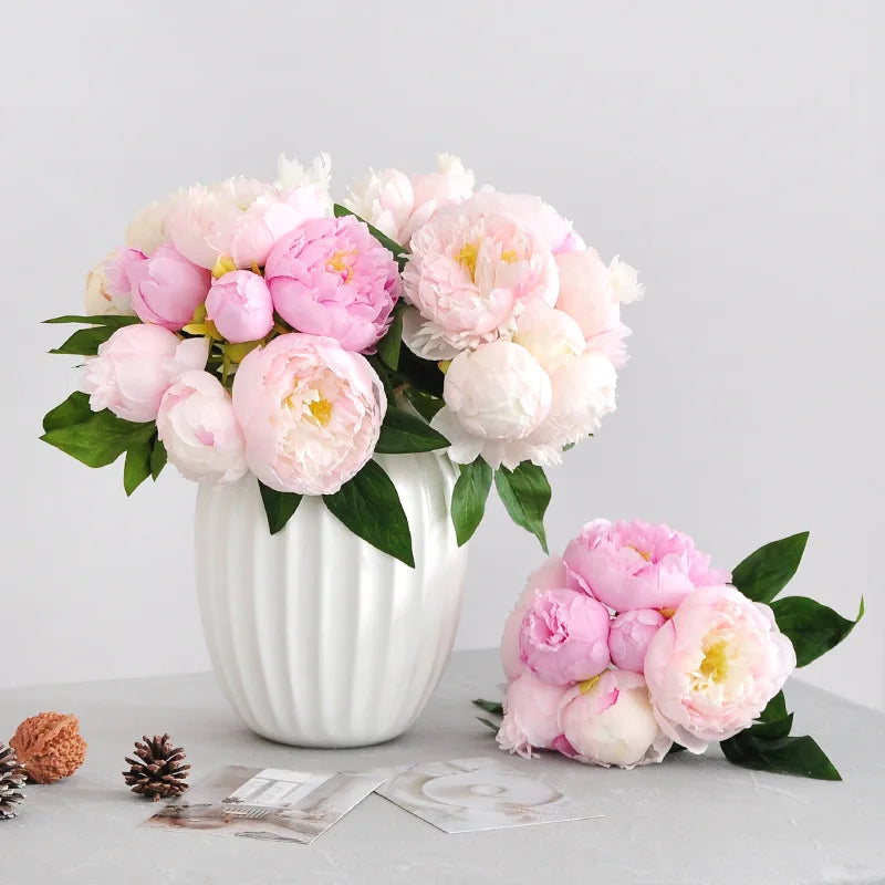 A-1745 Wholesale Wedding Bride Small Silk Artificial Peony Flower Bouquet for Wedding Home Decoration