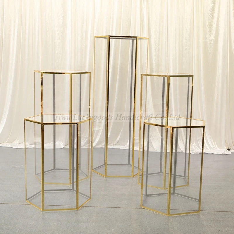 BJ210713-2 LUCKYGOODS Five - Piece Hexagonal Acrylic square Column Flower Stand for Wedding Decoration