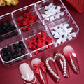 6 Grids 30pcs Valentine's Day 3D Black White Red Color Bowtie Ribbon Nail Decoration