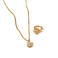 Kadin Kolye Rotatable Spinning Sunflower Ring Pendant Necklace Copper Sunflower CZ Charm Dainty Necklaces Ring Set for Women