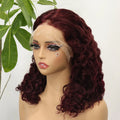 99J Burgundy Bob Wig Human Hair 13x4 Deep Roma Curly Wave 250% Density Lace Front Wigs for Women Pre Plucked Red Wigs 16 Inch