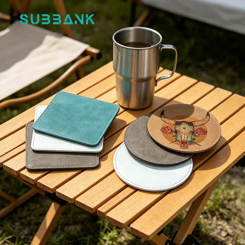 Sublimation Coasters Wholesale Circles and Squares Blank PU Leather Sublimation Coasters