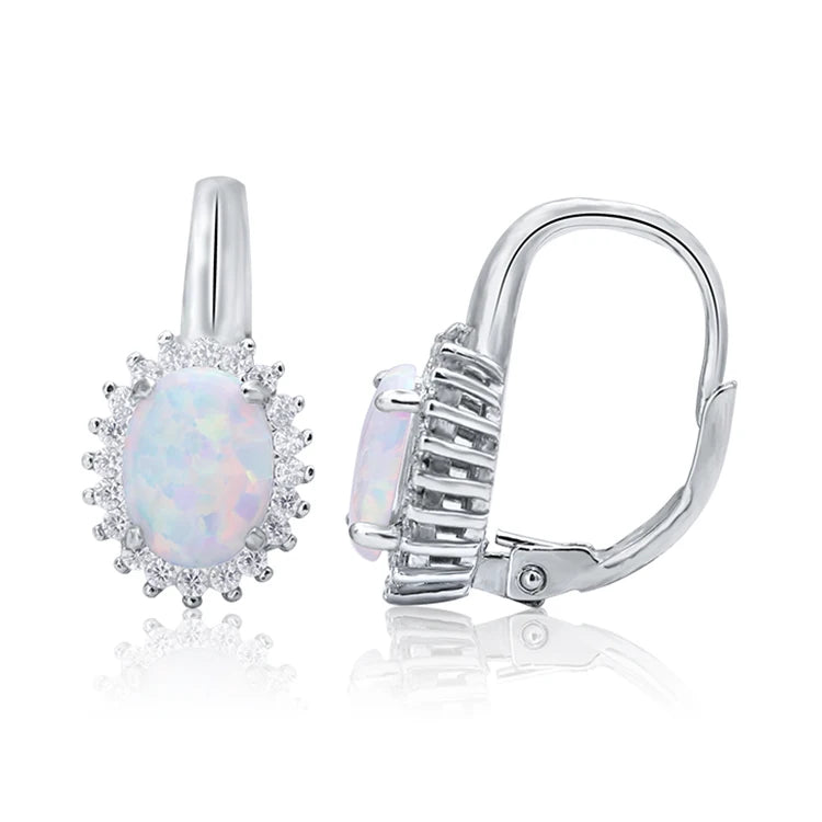 925 Sterling Silver White Opal Wholesale French Lock Findings Jewelry Earrings