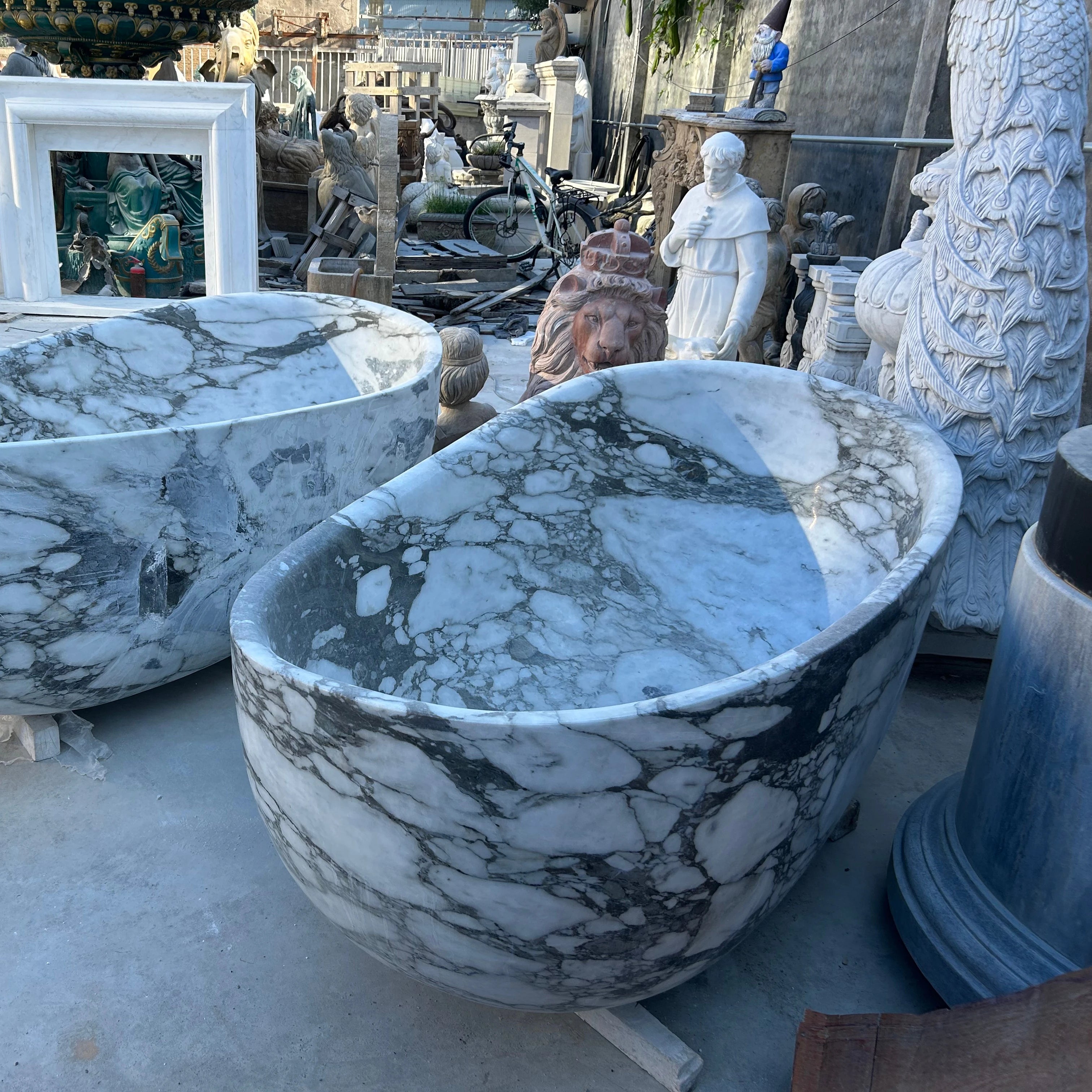 Customized Hand Carved Large Guangxi Black Solid Stone Marble Freestanding Bathtub 200cm Length Statue Sculpture Hotel Villa