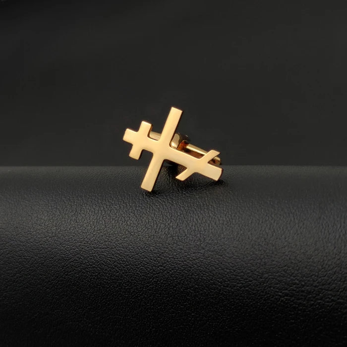 Eastern Orthodox Christian Religious Luxury Engagement Stainless Steel Cuff Links in Silver/Gold/Rose Gold Orthodox Cross Design