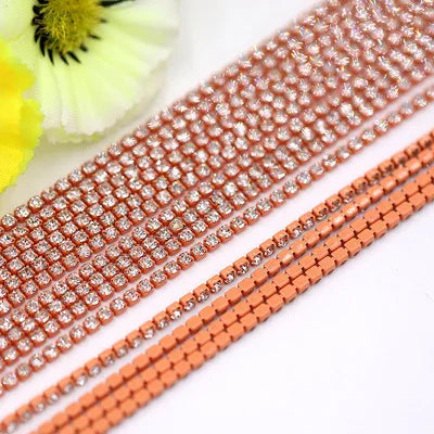 Wholesale Hot 10 Yards 2.5MM Crystal Rhinestone Close Chain Trim for Sewing Crafts DIY Decoration