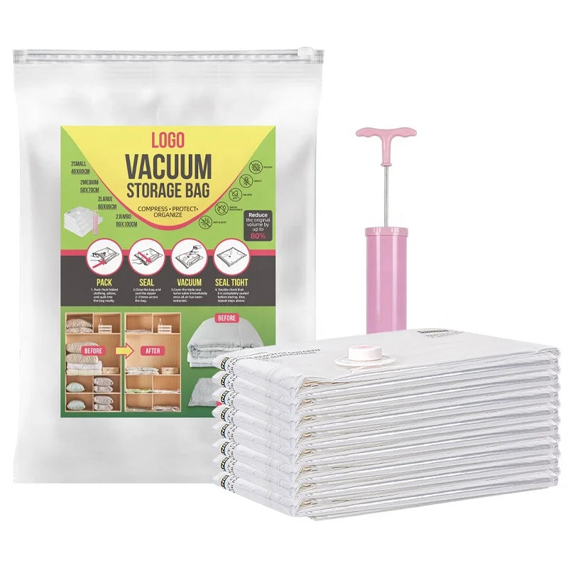 70 Micron Custom Compression Vacuum Bag With Pump Clothes Compression Storage Bag