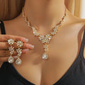 Korean Bridal Necklace Set with Diamond Earrings | Wholesale Wedding Dress Accessories