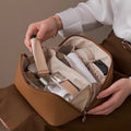 Custom Logo Waterproof Travel Toiletry Storage Large Capacity Pu Leather Makeup Cosmetic Bag