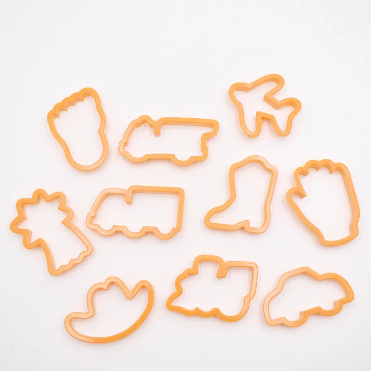 Food Grade Plastic Cookie Molds Durable Airplane & Vehicle Shape Cutter for Kids' DIY Biscuit Mold Fruit/Dough/Toast Cutter