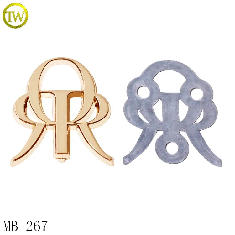 Die Casting Brand Name Plate Wallet Gold Logos Backpack Bags Rivets Private Letter Label With Washer
