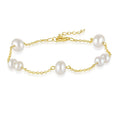 Wholesale Custom 18K Gold Plated 925 Sterling Silver Pearl Chain Bracelet Luxury Fashion Beaded Bracelets for Women