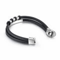 European American Fashion Men Bracelet Geometric Multilayered Hand Braided Bracelet Retro Stainless Steel Leather Bracelet
