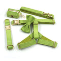 Contact Us for Designer Harness Collar Available Velvet Gold Buckle Collar Leash with Bowknot Dog Poop Bag Set