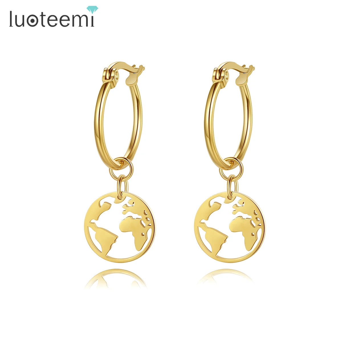 SP-LAM Fashion 2024 World Map Trend Woman Elegant Earing Gold Plated Stainless Steel Earring