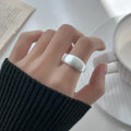Trendy Fashion Wide Brushed 925 Sterling Silver Adjustable Finger Ring for Women