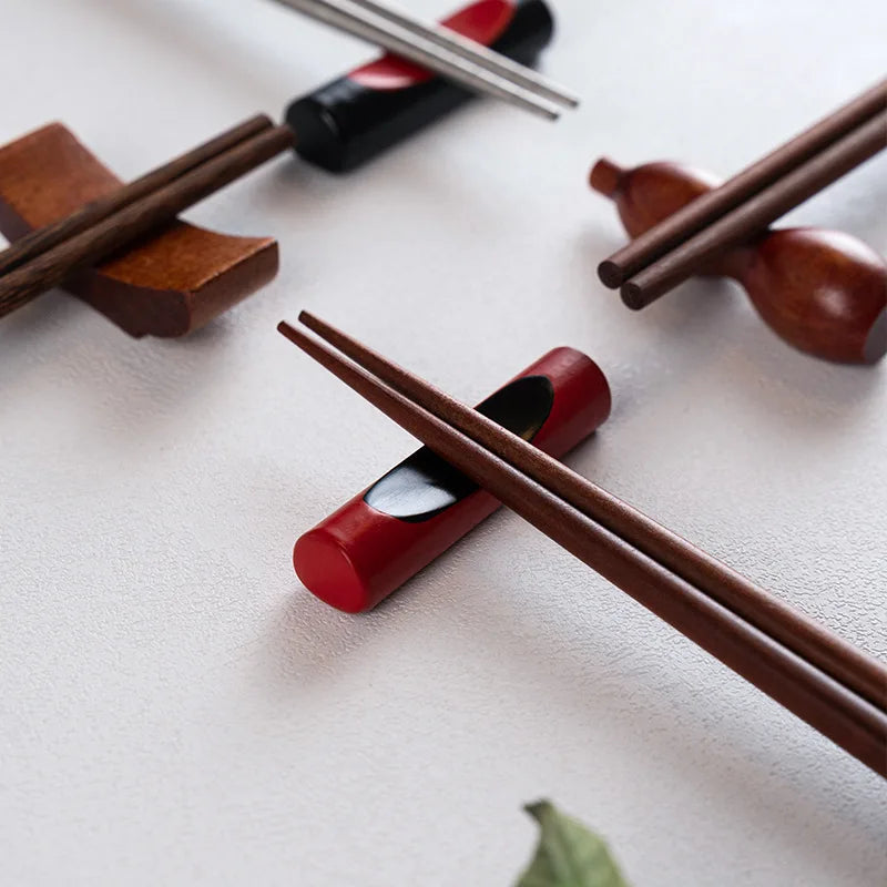 Chinese Style Wooden Chopstick Holder Leaves Dumbbell Holder Chopsticks Spoon Holder