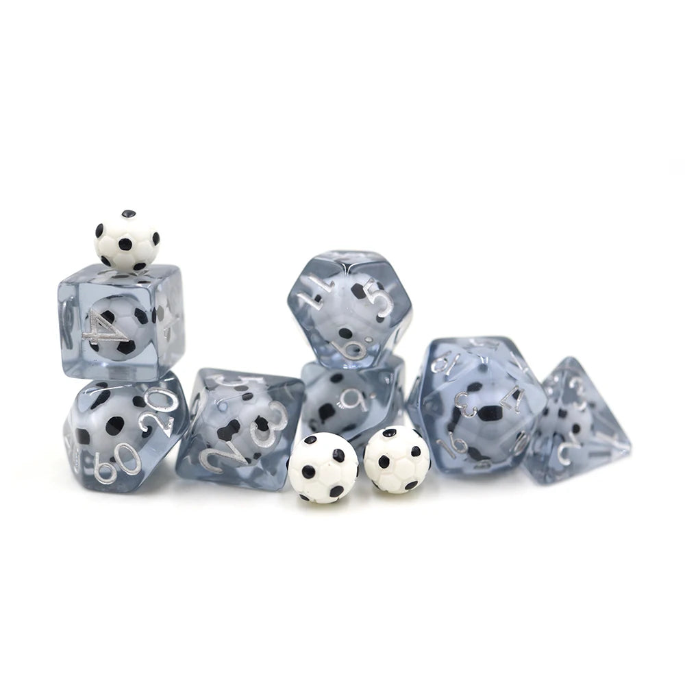 China Dice Factory Resin Dice Inclusion Soccer Football Rpg Dnd Board Game Custom Plastic Dice Set