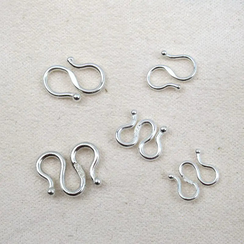 925 Sterling Silver Clasp Bracelet Necklace W Buckle S Buckle End Clasps Double Opening W-Shaped Jewelry Findings Components