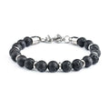 Trendy Stainless Steel Beaded Bracelet with Lava Tiger Eye Map Blue Natural White Turquoise Stones for Wedding Anniversary Gift