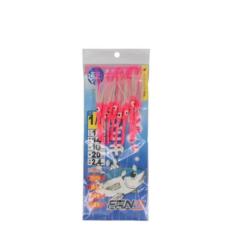 6/8 Hooks Luminous Squid Sabiki Rigs String Sea Fishing Lure Squid Skirt Bait Sabiki Fishing