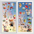 Double Sided Self-Adhesive PVC Window and Wall Sticker Easter Home Decoration with Cartoon Bunny Egg Rabbit Pattern