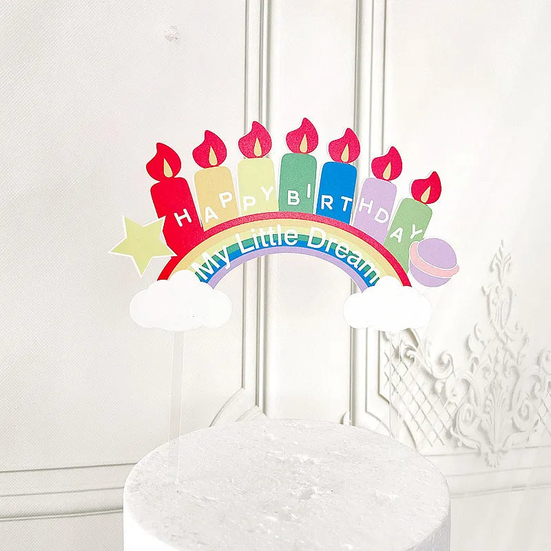 2022 New rainbow unicorn baking Cake decoration rainbow horse acrylic cake toppers