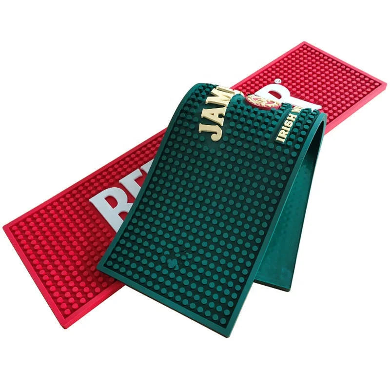 Customized Logo Soft PVC Rubber Bar Mat Bar Drip Beer Rail Mats