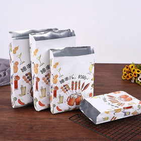 Bbq Kebab Hot Dog Aluminum Foil Lined Paper Bag Fast Food Delivery Bags