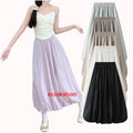 Ecowalson  Fashion Solid Color A-line Skirt Women Mid Length Elastic High Waist Skirts Versatile Spring  Clothing Lantern Skirt