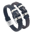 Punk Jewelry Personality Black Plated Alloy X Shape Plait Leather Rope Bracelet for Men