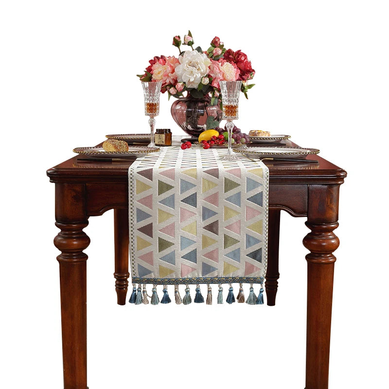 Luxury Embroidered Tassel Tea Table Runner Long Strip Cloth for Home or Restaurant Direct Factory Sales