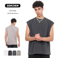Wholesale Custom 100%Cotton 260GSM Vintage Streetwear Oversized Acid Wash Sleeveless T-shirt Men's Tank Top