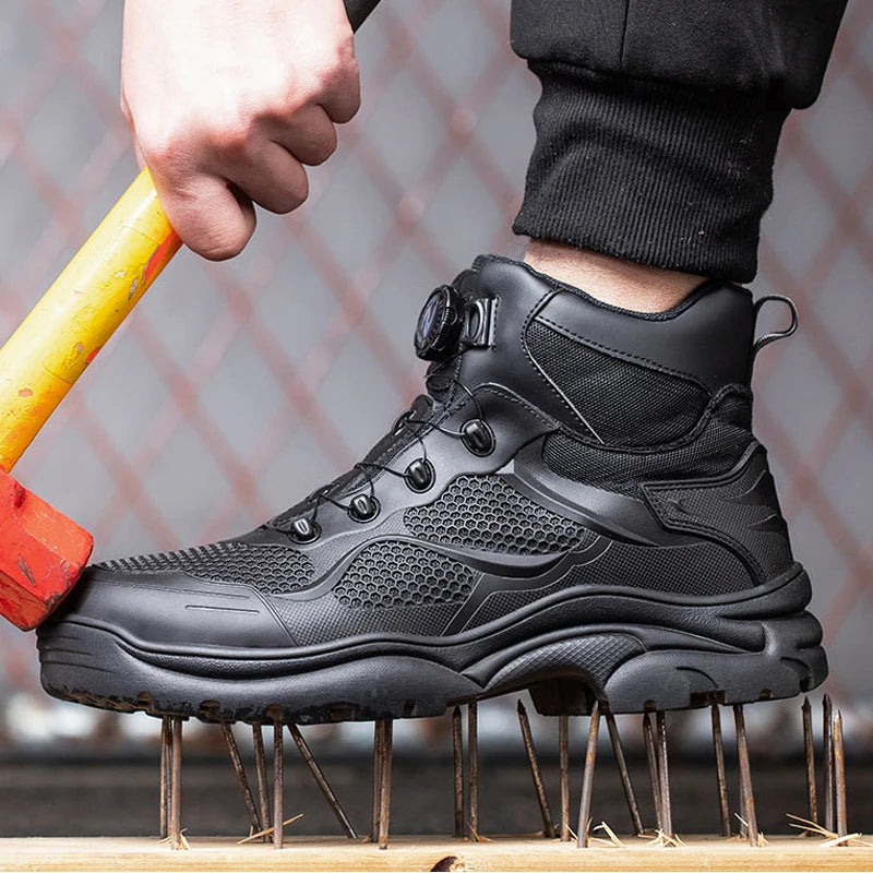 New Style Unisex Breathable Lightweight Steel Toe Safety Boots Anti-Smash Puncture Proof Winter and Autumn Mid Cut Men's Shoes