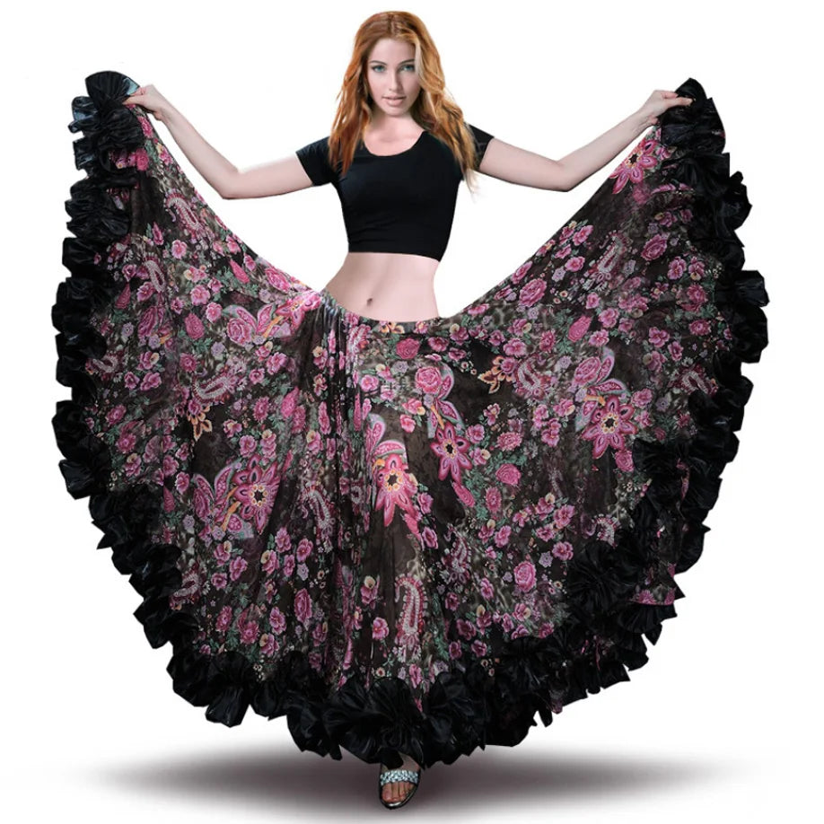 720 Degrees Tribal Chiffon Performance Wear Belly Dance Training Dress