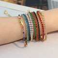 BC1432 Fashion Minimalist Rainbow Cubic Zirconia Tennis Bracelet  Multicolor Dainty CZ Zircon Tennis Buckle Stacking Bracelet