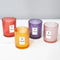 New Design Custom Luxury Christmas Colorful Embossed Glass Candle Jar Empty Candle Jars