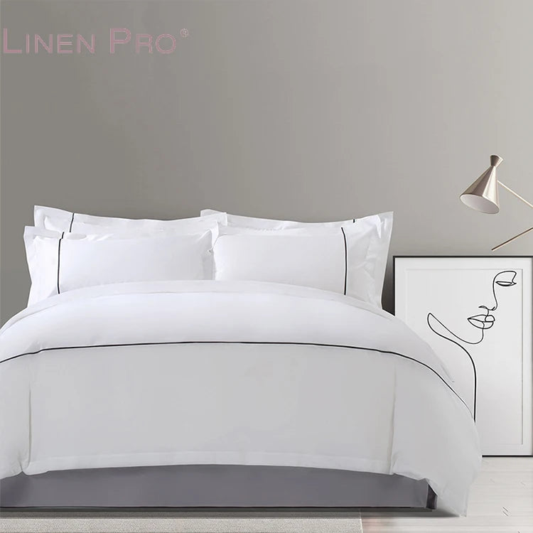 LINENPRO Hot Sale Luxury Grey White Hotel Europe Bed Sheet Sets BeddingCheapest Egyptian Cotton Winter Bedding Sets