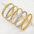 Fashion Designer Stainless Steel Jewelry Wholesale 18K Gold Plated Flower Heart Women Bangle Bracelet Bijoux En Acier Inoxydable