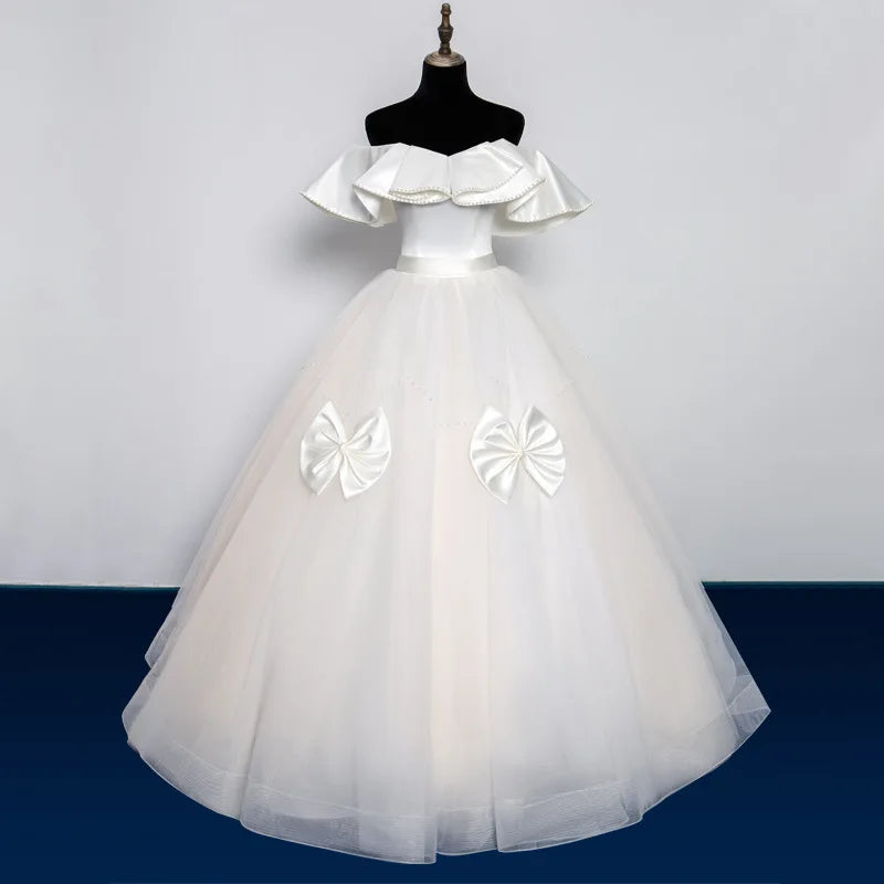 AL1157 2025 Wholesale New One Shoulder Royal Vintage White Wedding Dress Princess Bow Tie Long Gown Bridal Plus Size Ball Gown