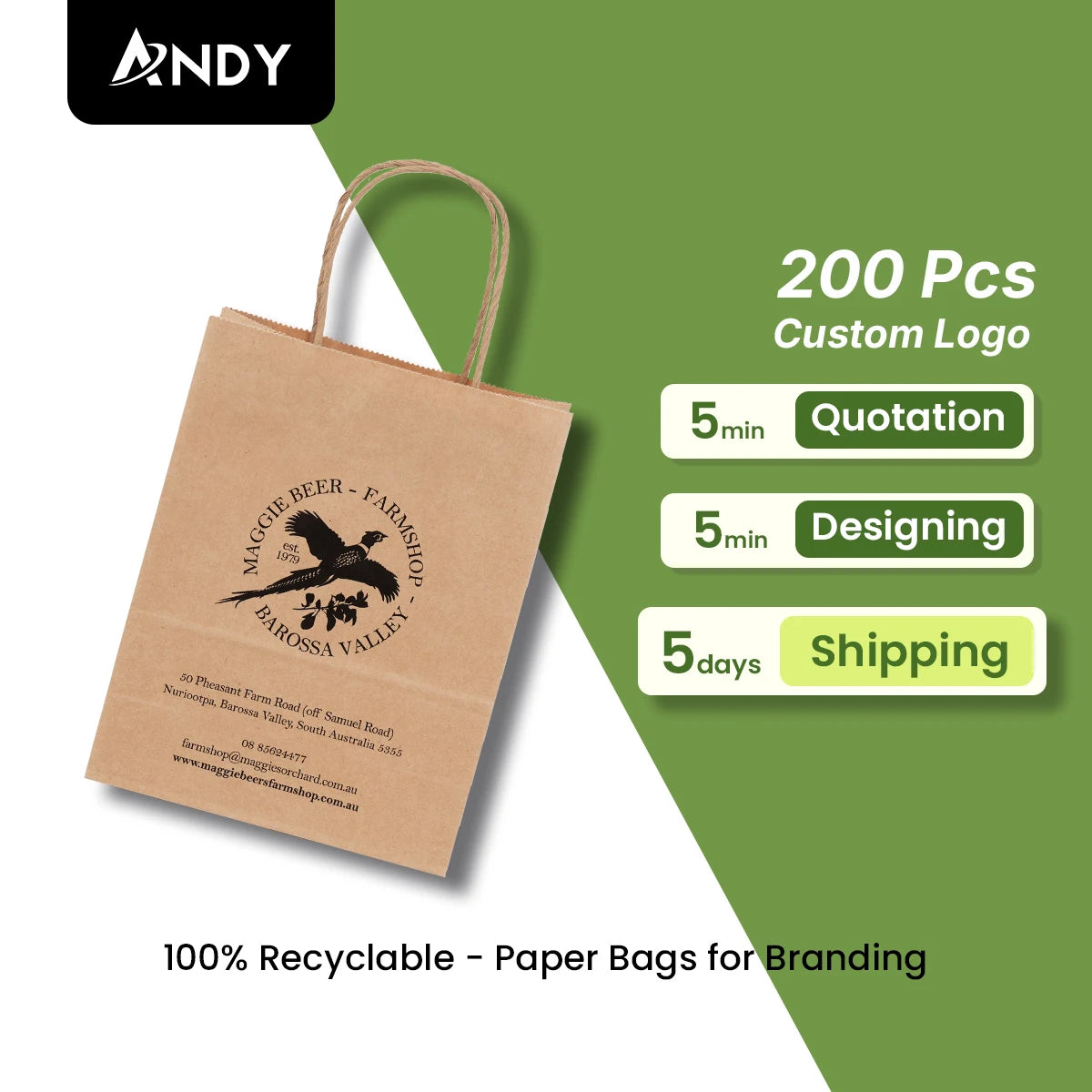 Customized Kraft Paper Shopping Bag with Rope Handle for Weddings Gifts and Supermarket Promotions Biodegradable Eco-Friendly