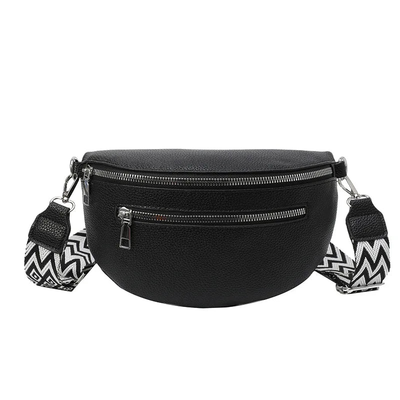 Wholesale Designer Leather Fanny Packs Women Wide Strap Crossbody Waist Bags for Ladies