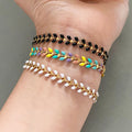 2025 New Trend 6mm Double-Sided Oil Dripping Wheat Spike Charm Bracelet Gold Plated Women's Stainless Steel Gift